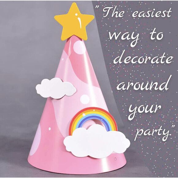 Pink Party Hats - Fun Celebration Kit of 10 Cone Party Hats Kids Birthdays - Picture 3 of 7